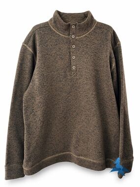 1305 Weatherproof Vintage Mock Neck Henley Sweater Pullover – XL – Brown